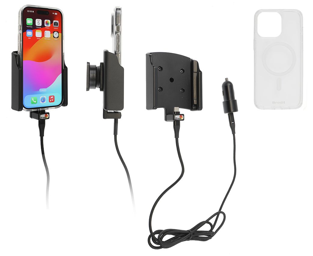 Brodit Aktive Halter Apple iPhone 15 Pro USB cig.- with case